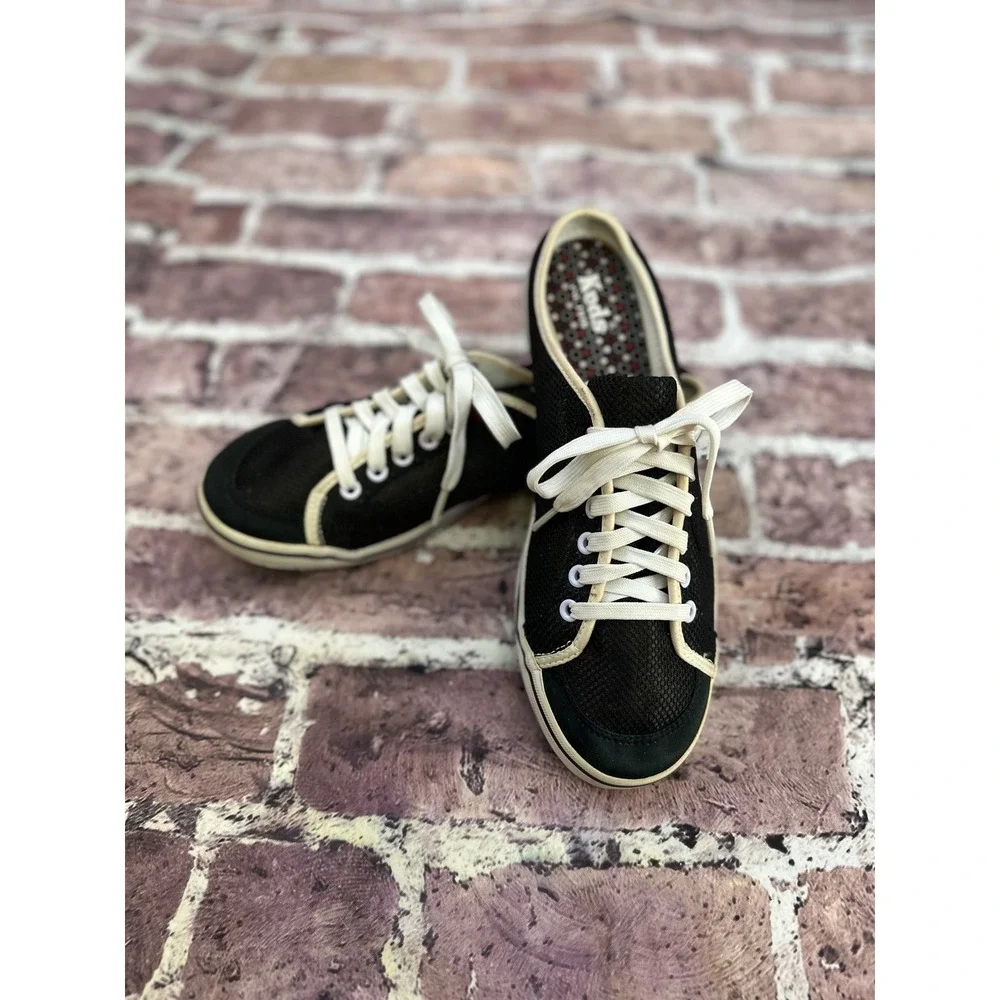 Keds Womens Black Mesh Mule Sneakers Slip On Lace Up Backless Size 8.5 Casual